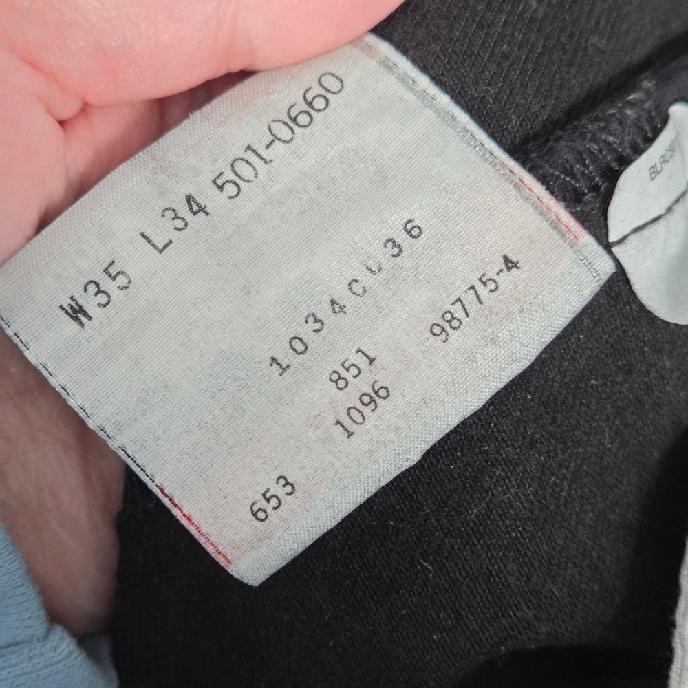 1996 Vintage USA Levi's Men 35" x 34" 501 Original Fit Button Fly Jeans Black - Picture 6 of 7